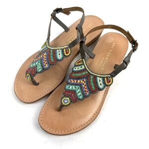 Very Volatile Sandals 8 Beaded Boho Hippie Colorful Strappy Shoes Womens